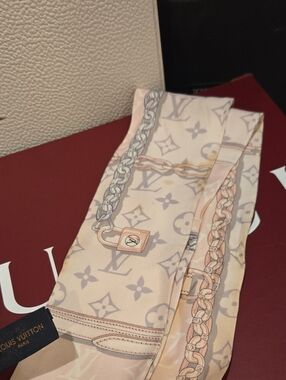 Louis Vuitton Pale Pink Monogram Silk Bandeau with Chain Motif